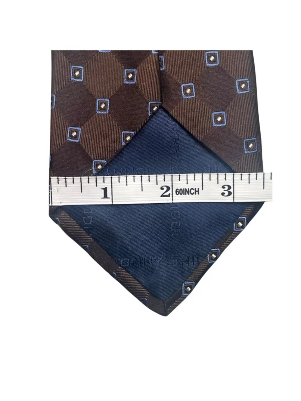 Tommy Hilfiger Brown Blue Geometric Silk Tie Classic Men's Necktie 3.5